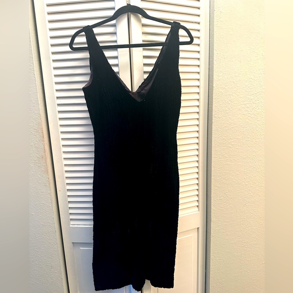 Black velvet cocktail dress